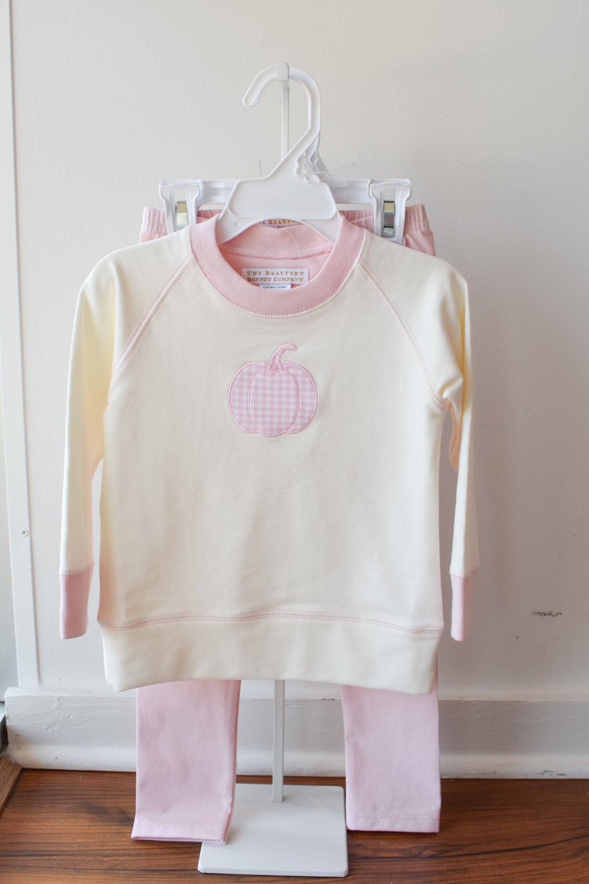 Cassidy Comfy Crewneck-Pink Gingham Pumpkin/Palmetto Pearl