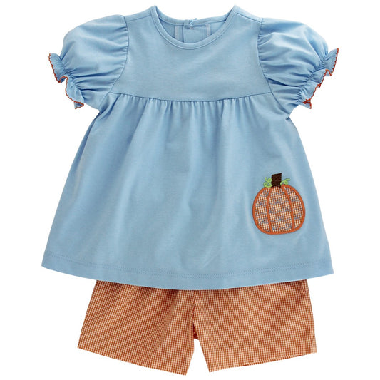 Pumpkin Patch Girl Ruffled Short Set