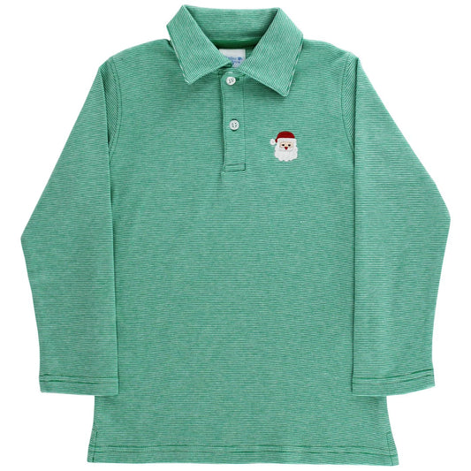 HO HO HO Embroidered Green Polo LS