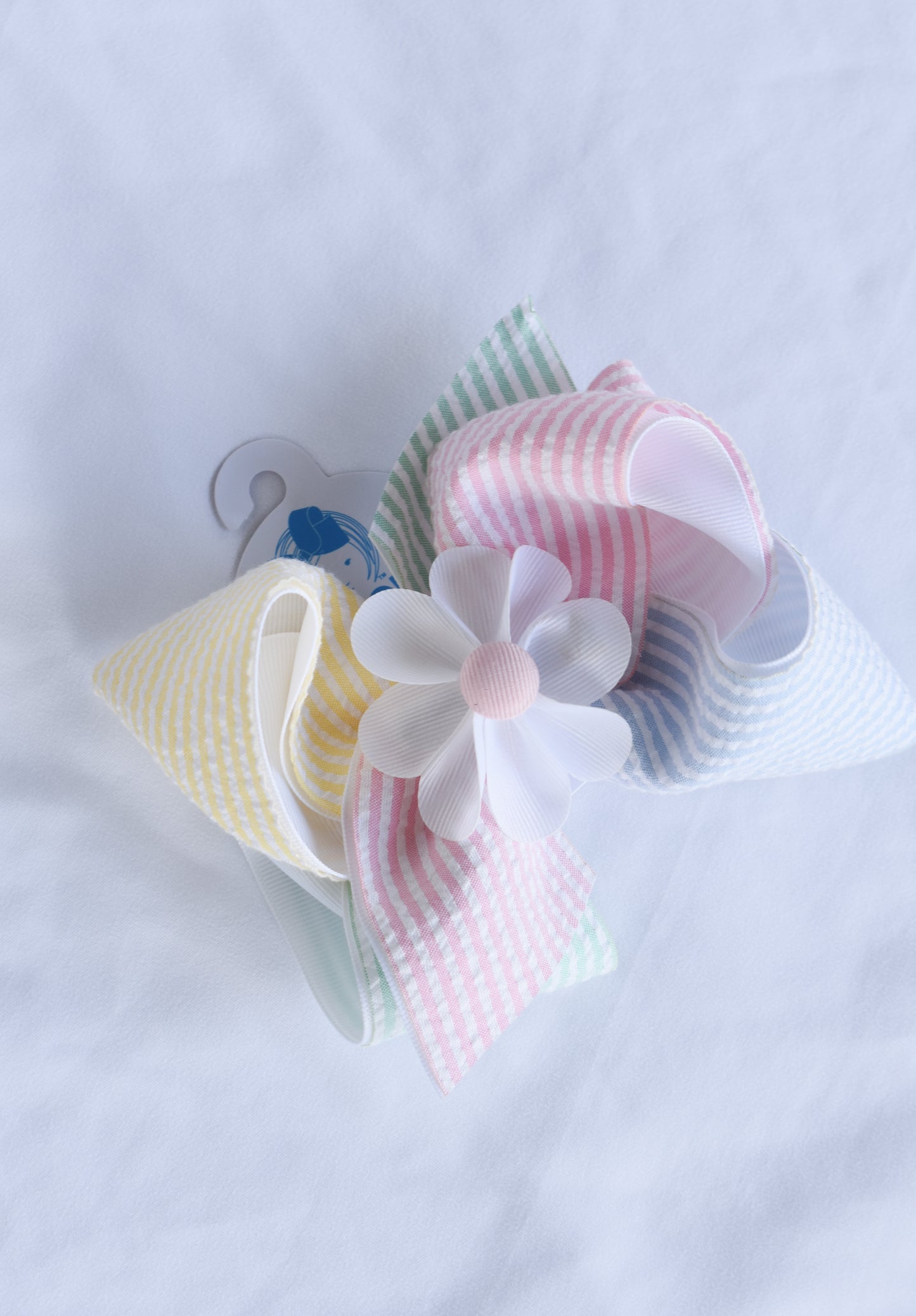 Small Petal Button Grosgrain Bow