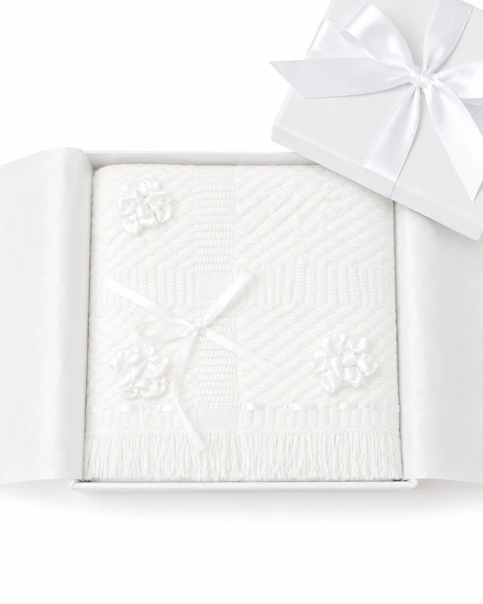 Floral Detailed Christening Blanket