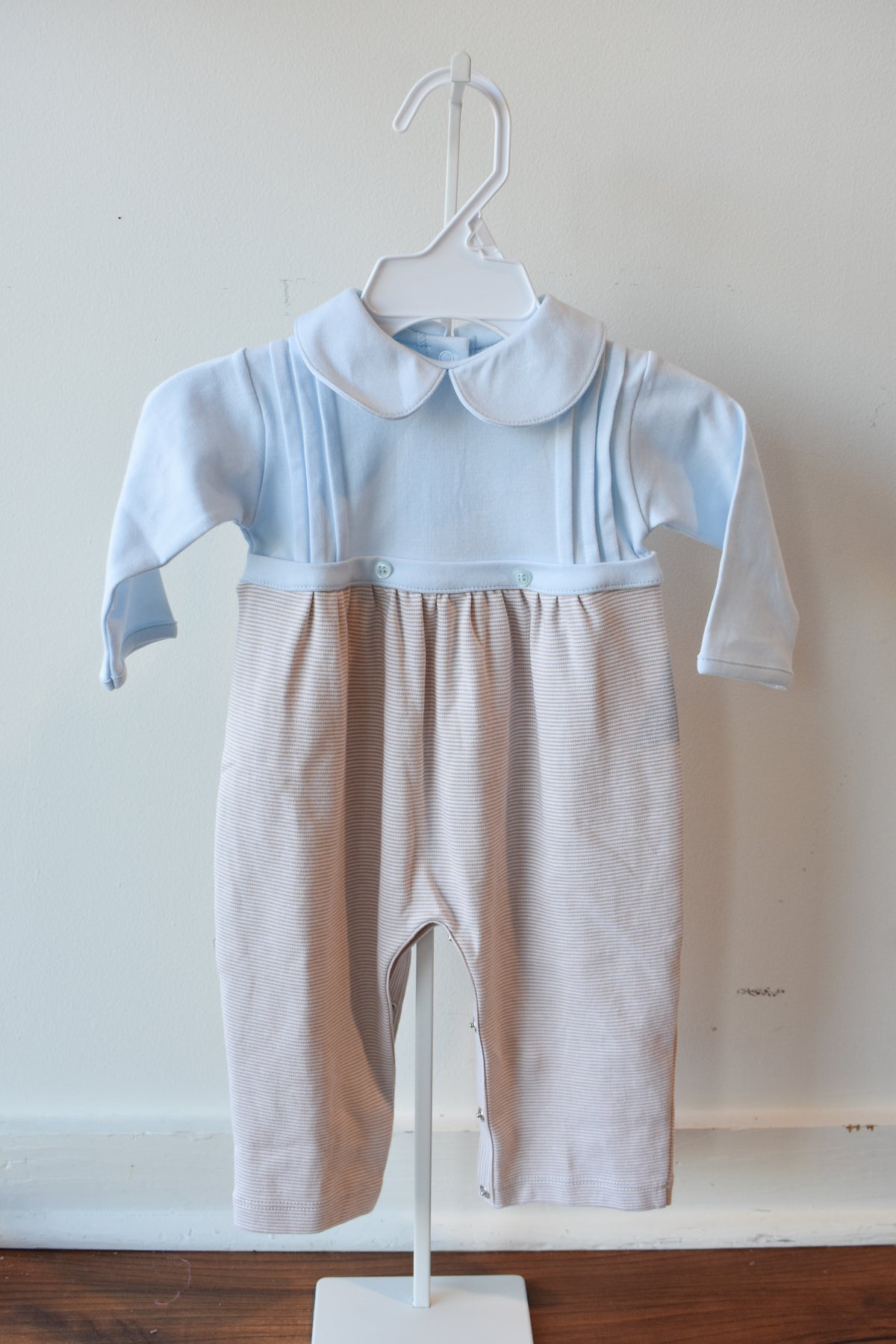 Fall Mini Stripe Blue Collared Longall