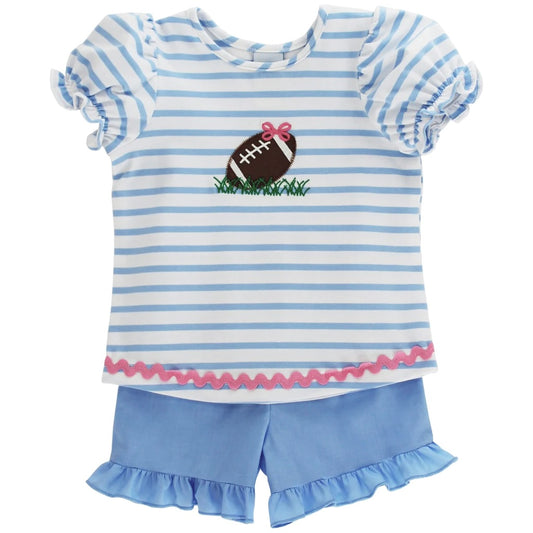 Tiny Touchdowns and Bows-Girls Knit Skort Set