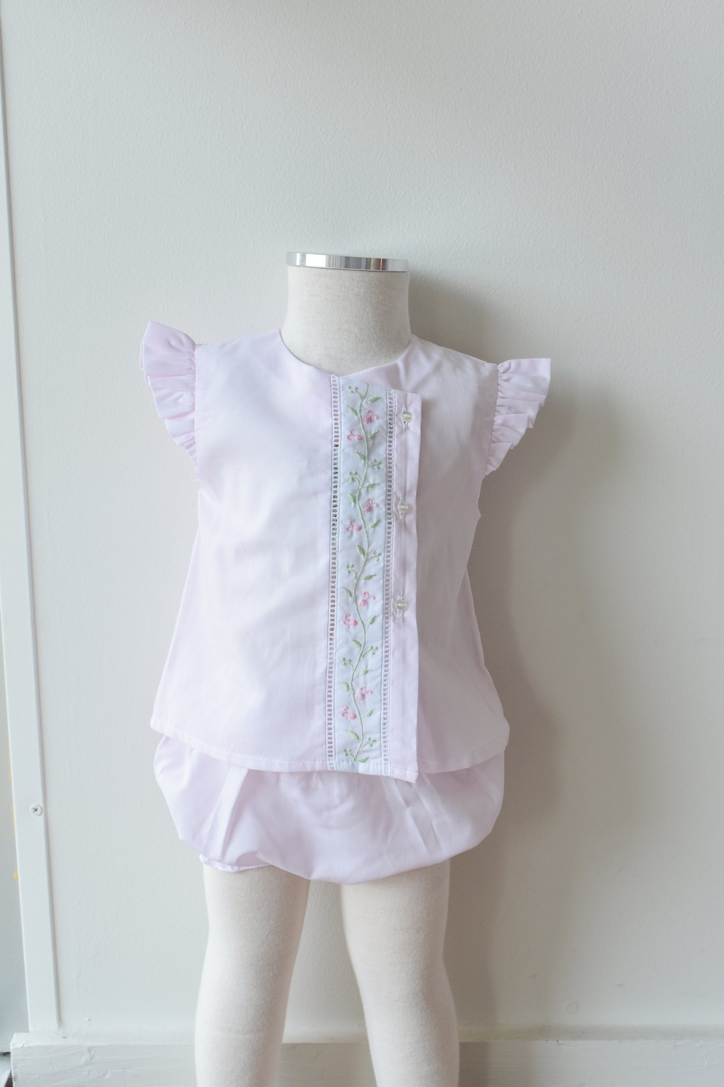 Pink Florals n Vines Diaper Set