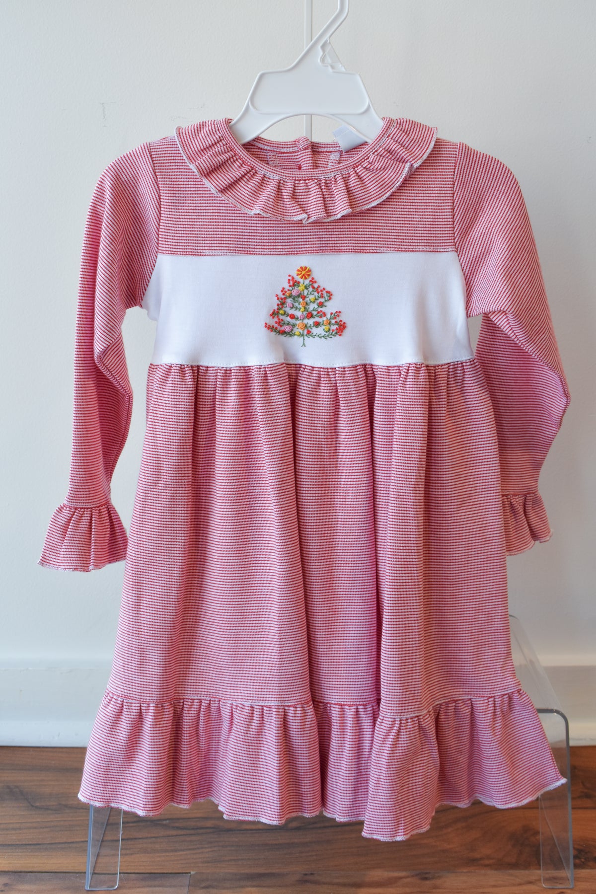 Holiday Holly Long Sleeve Ruffle Hem Dress