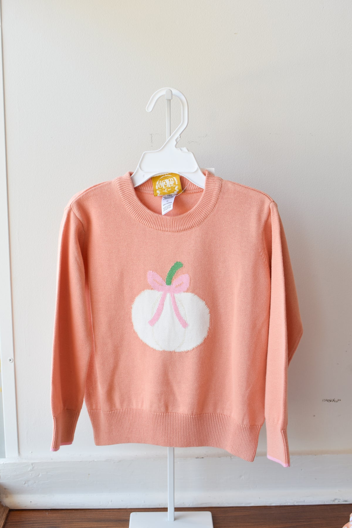 Isabelle's Intarsia Sweater-Sherbet Pumpkin/Bow