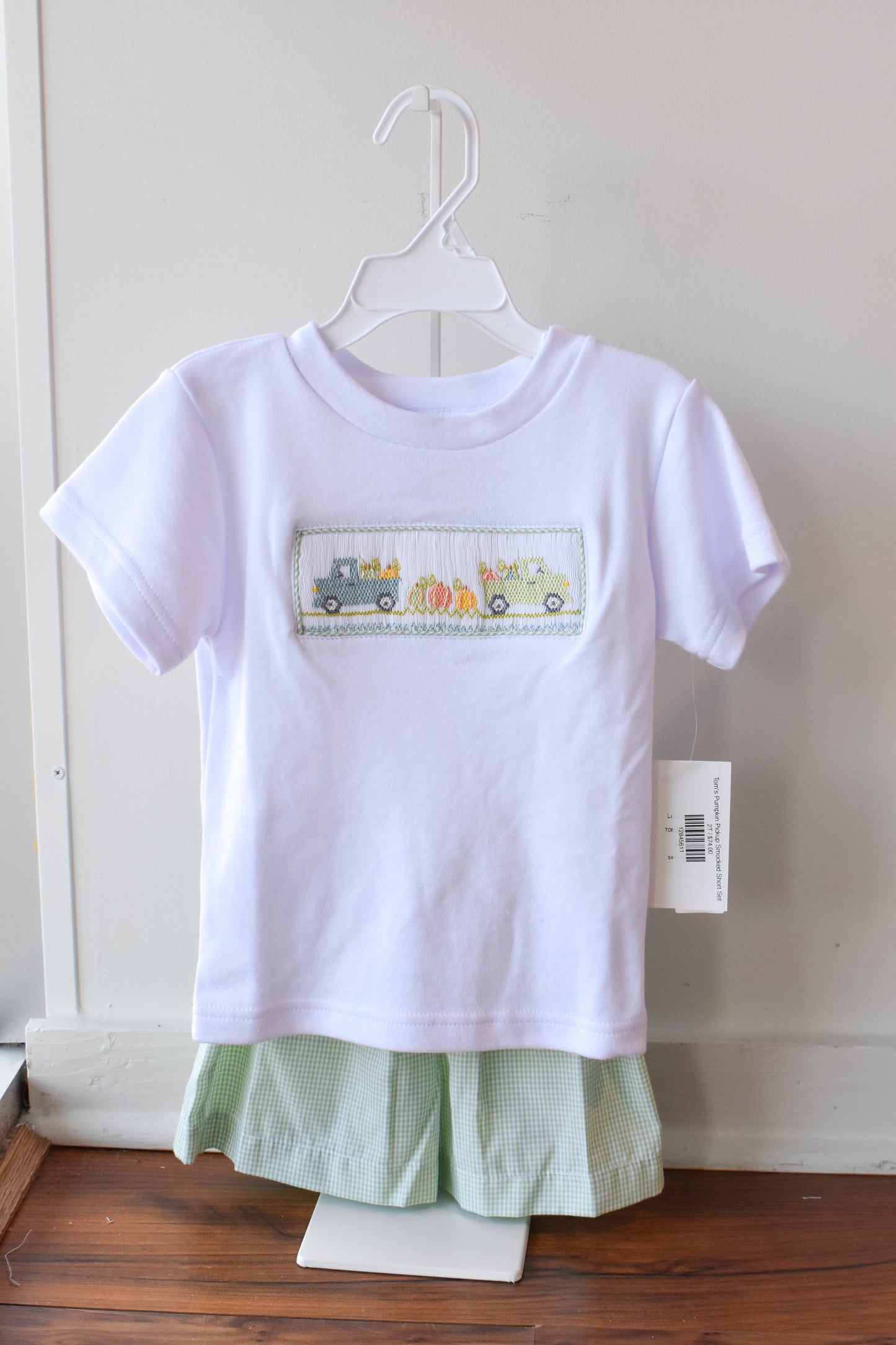 Tom's Pumpkin Pickup Smocked Short Set