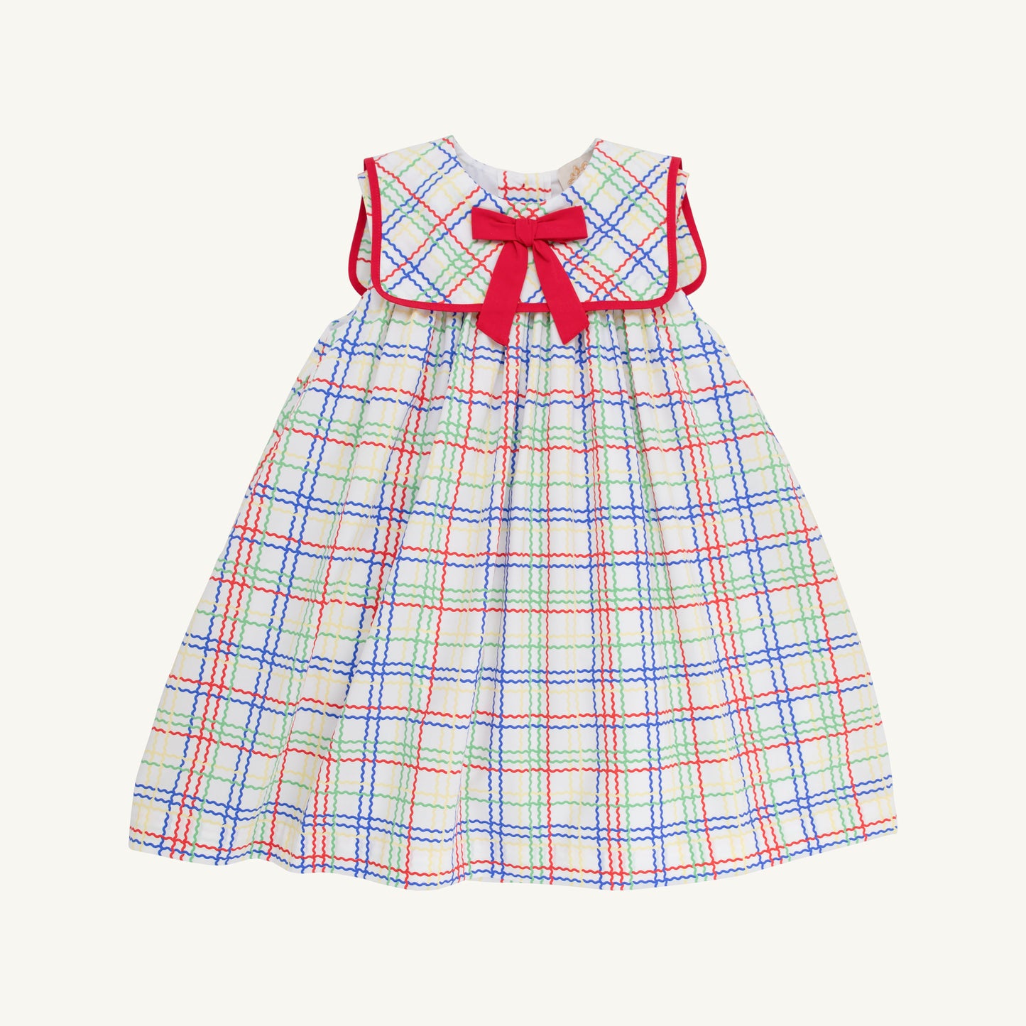 Sleeveless Stewart's Square Collar Dress-Wellington Windowpane