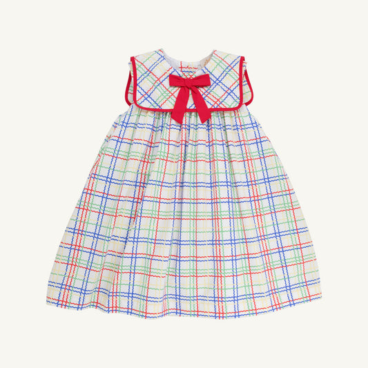 Sleeveless Stewart's Square Collar Dress-Wellington Windowpane