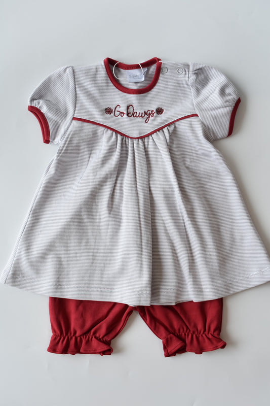 Go Dawgs Pom Pom Embroidered Bloomer Set