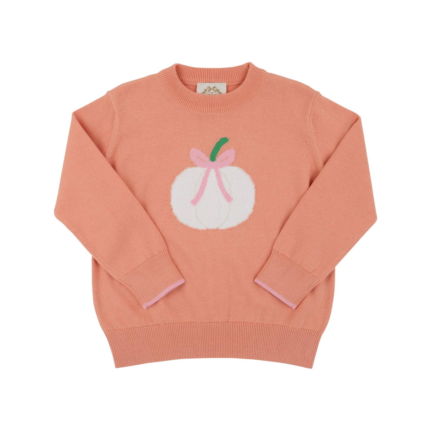 Isabelle's Intarsia Sweater-Sherbet Pumpkin/Bow