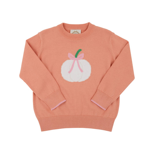 Isabelle's Intarsia Sweater-Sherbet Pumpkin/Bow