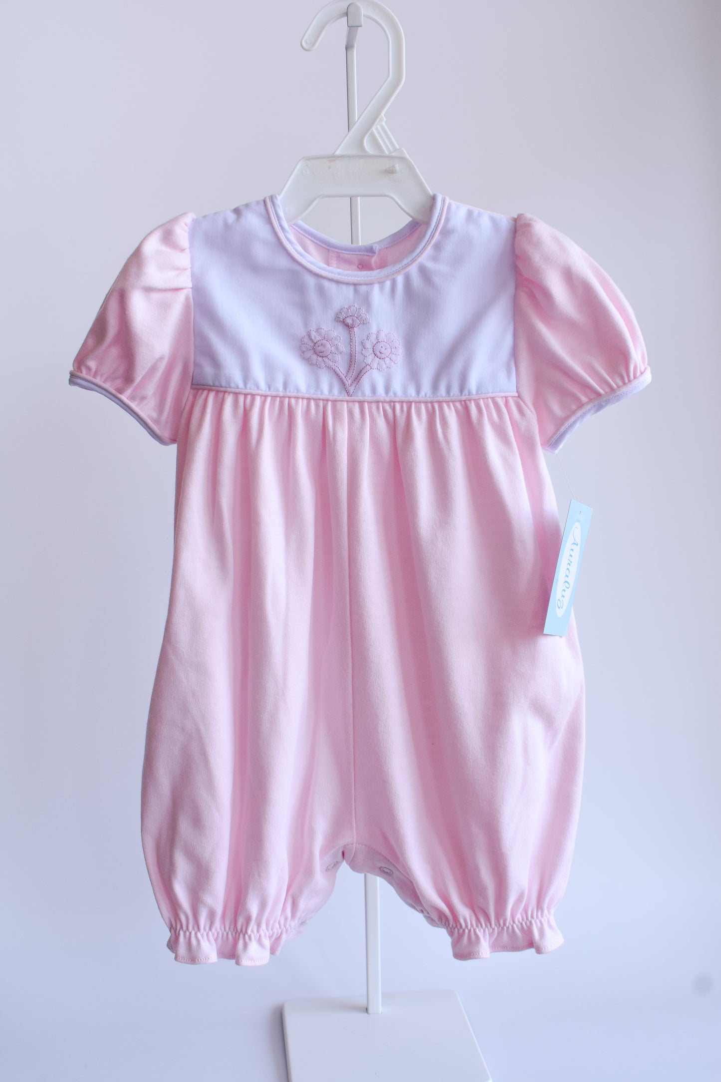 Daisy Detailed Pink Knit Bubble Romper