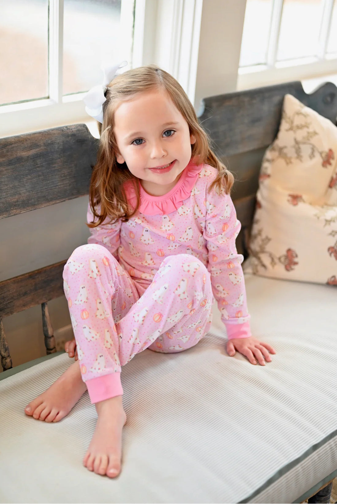 Girls Two-Piece Long Sleeve Jammies-Ghost