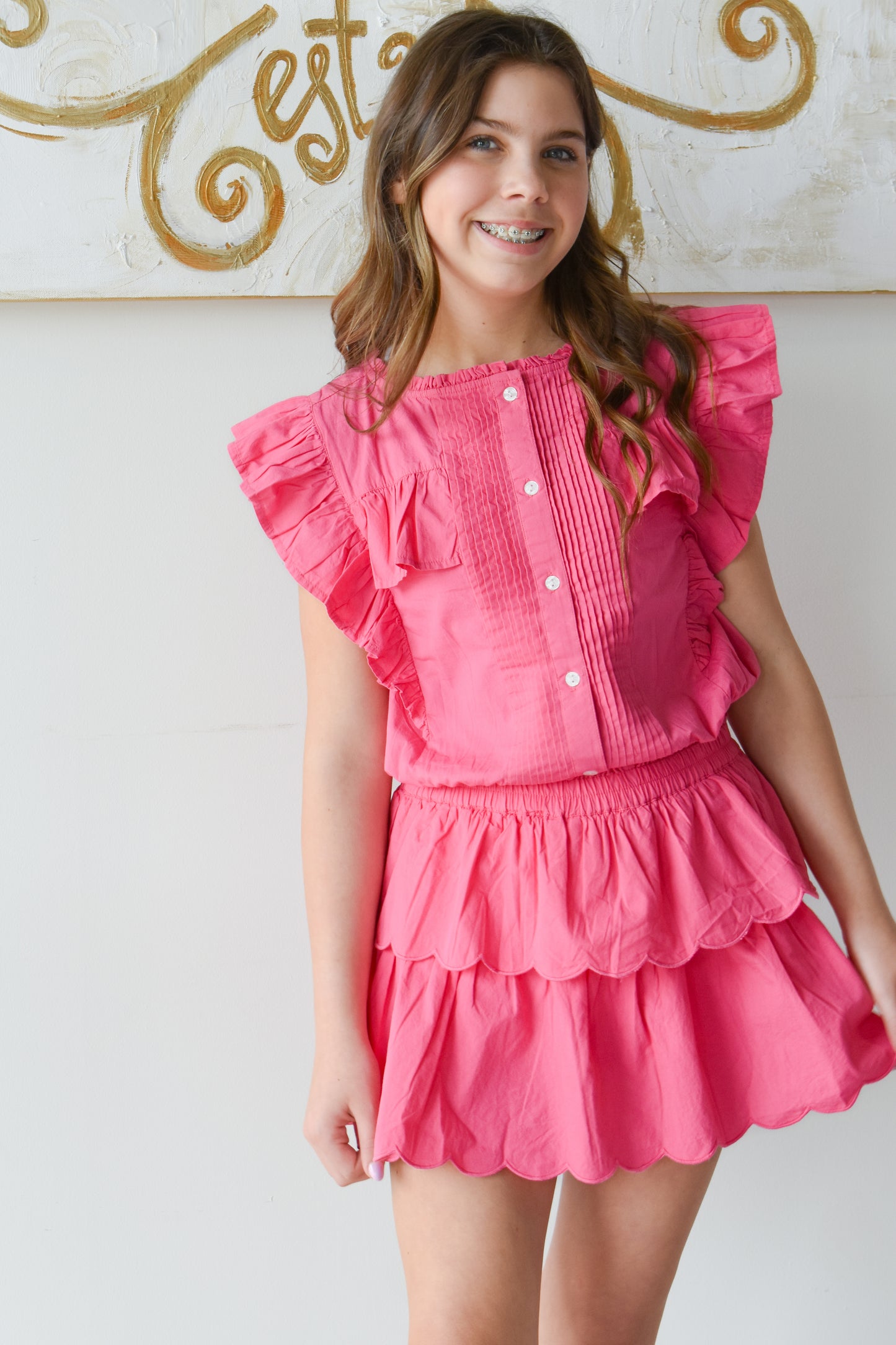 Tiered Skort-Hot Pink