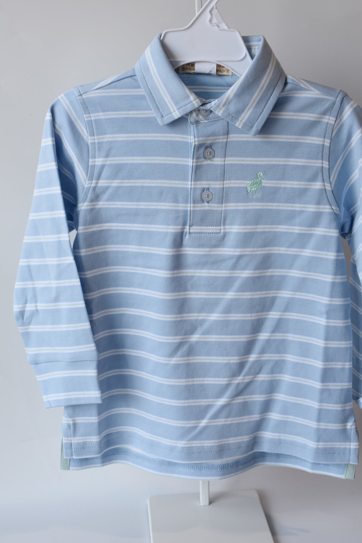 Prim and Proper Polo LS-Sarasota/Greenwich Stripe