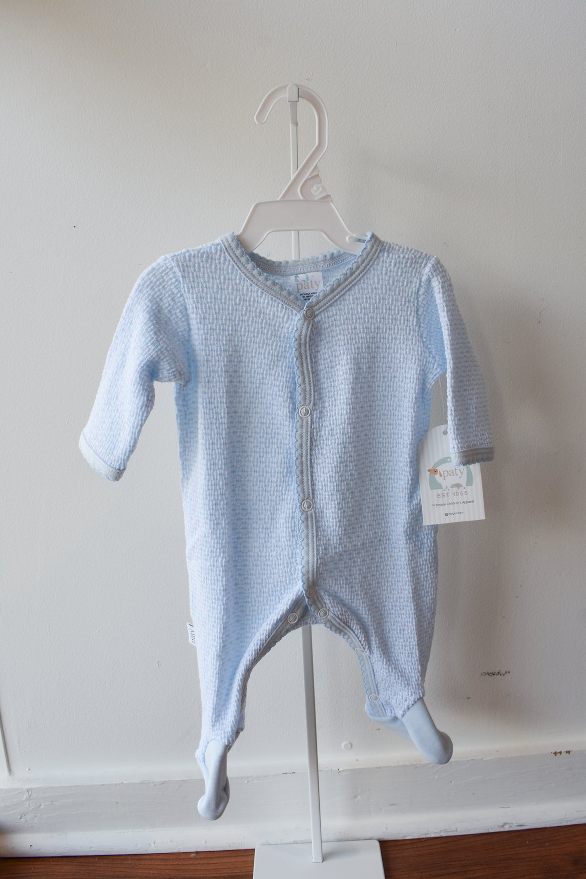 Paty Straight Sleeve Snap Button Pima Trim Footie