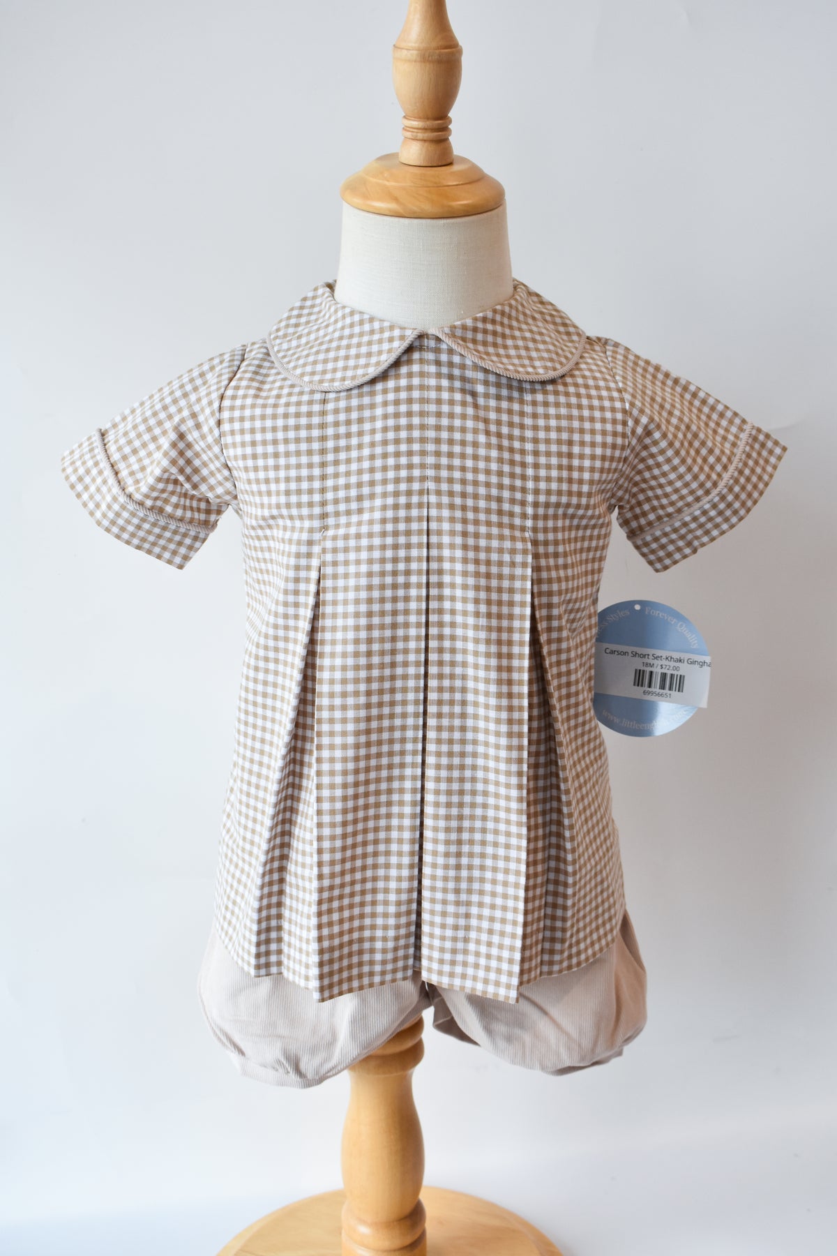 Carson Short Set-Khaki Gingham
