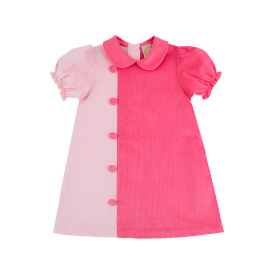 Blaire Button Dress-Romany Rose/Palm B Pink