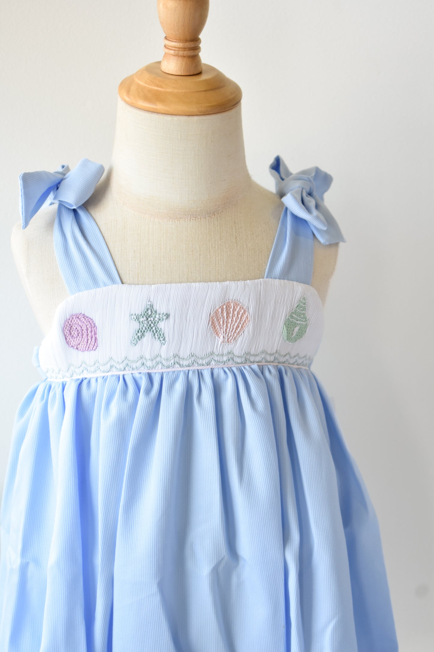 Julie Seashell Smocked Bow Strap Bubble