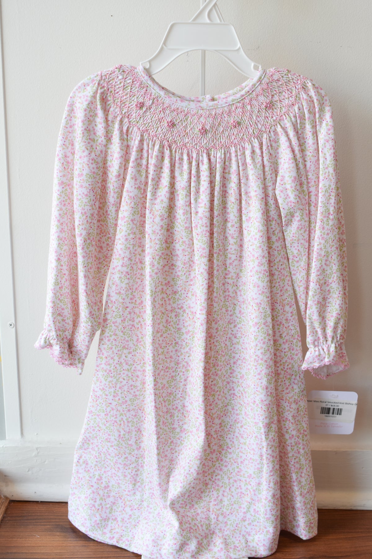 Harper Mini Floral Smocked Knit Bishop Dress