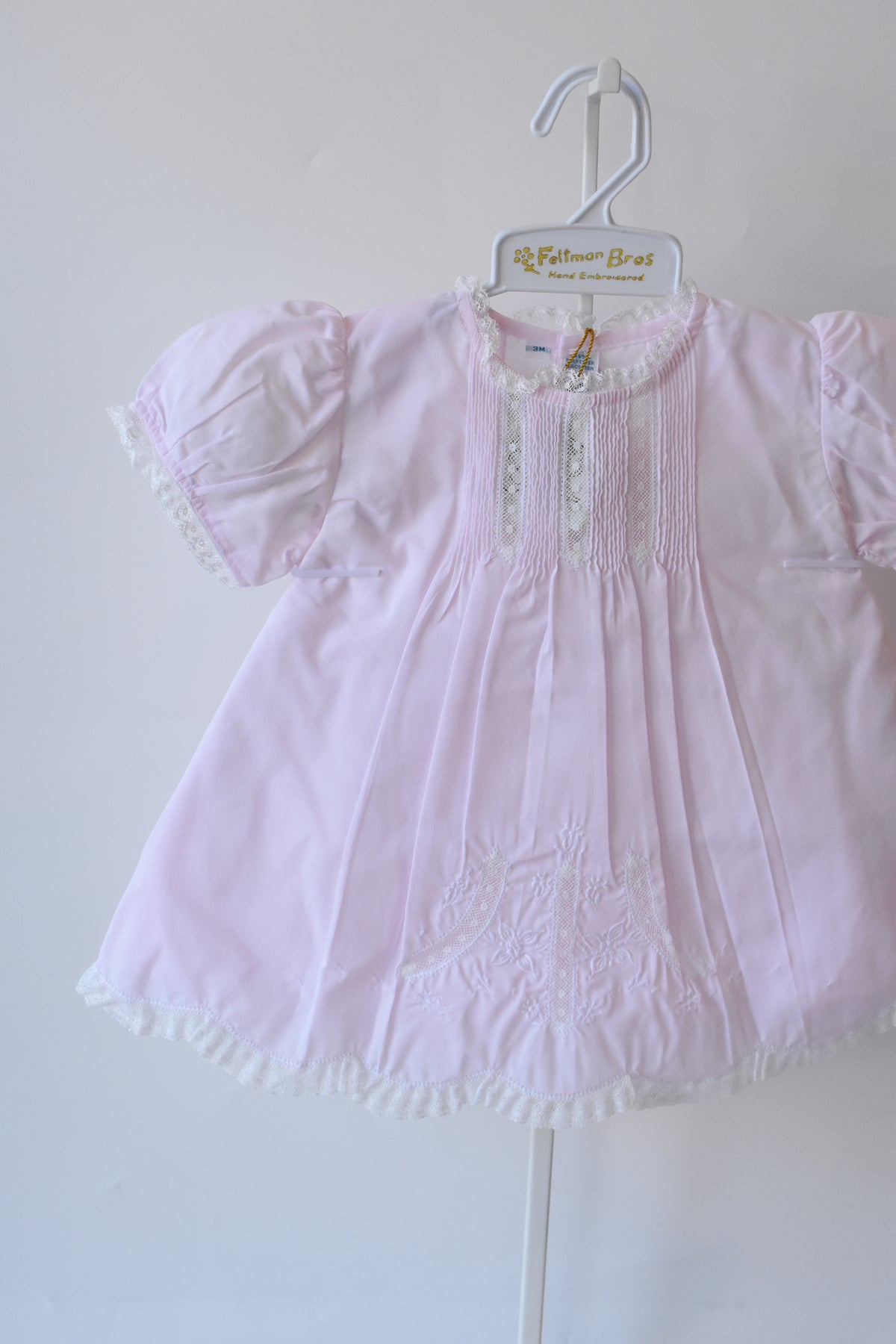 Detailed Lace Pink Slip Heirloom Dress
