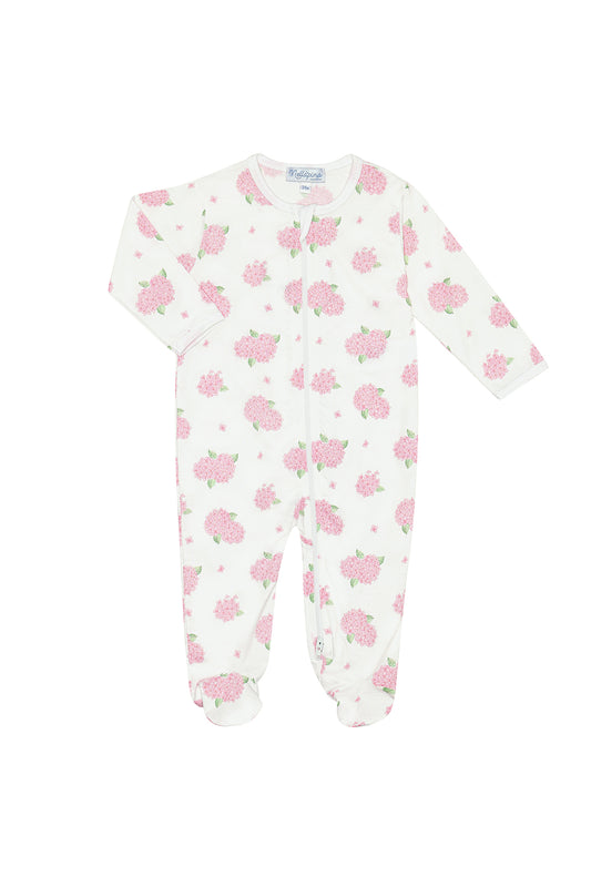 Pink Hydrangeas Zipper Footie