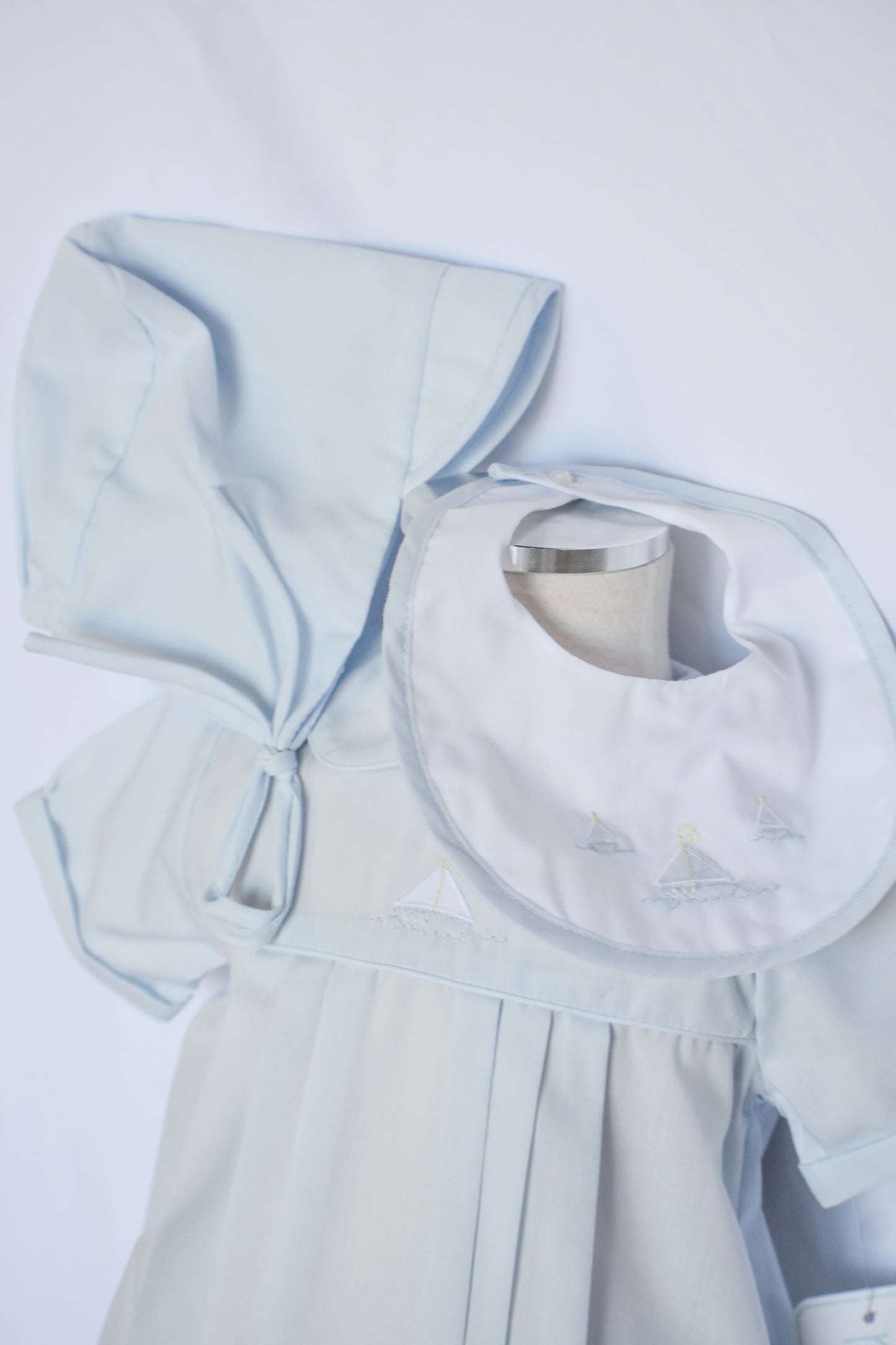 Seaside Dreams Heirloom Romper/Bib/Hat Set