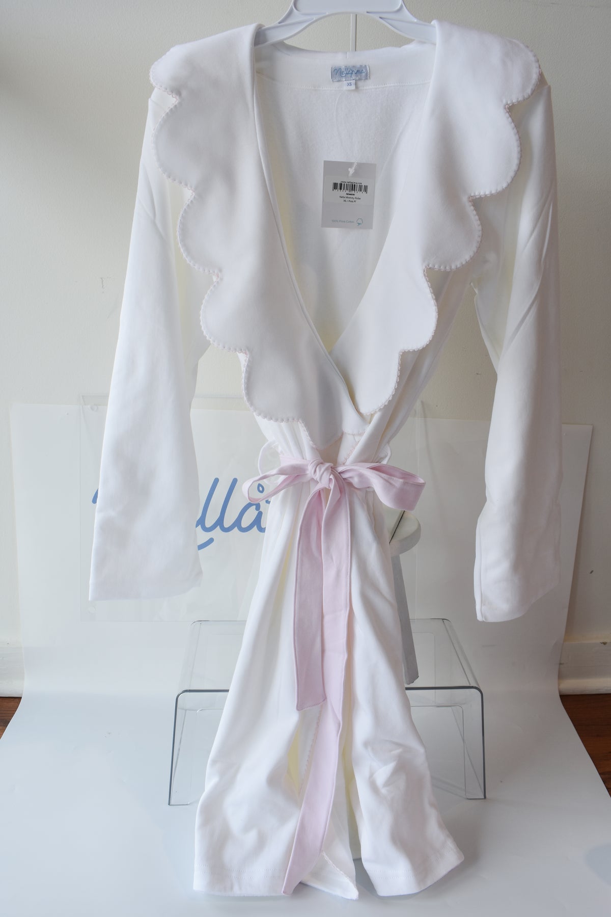 Nella Women's Robe-Pink Picot Trim