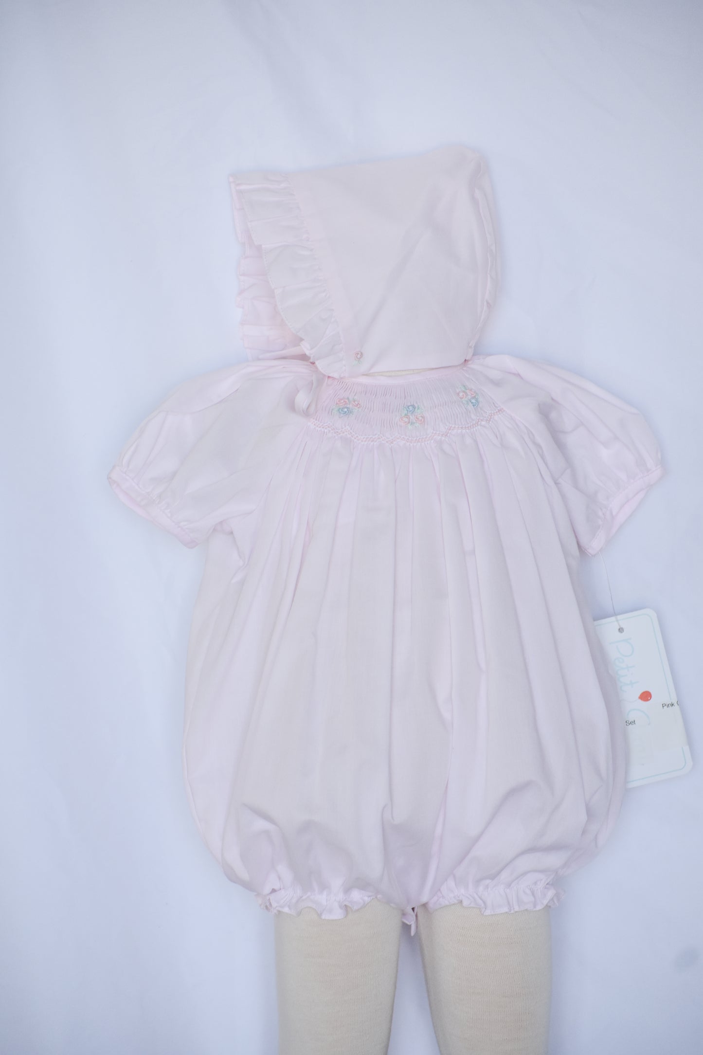 Pink Gardens Heirloom Bubble/Bonnet Set