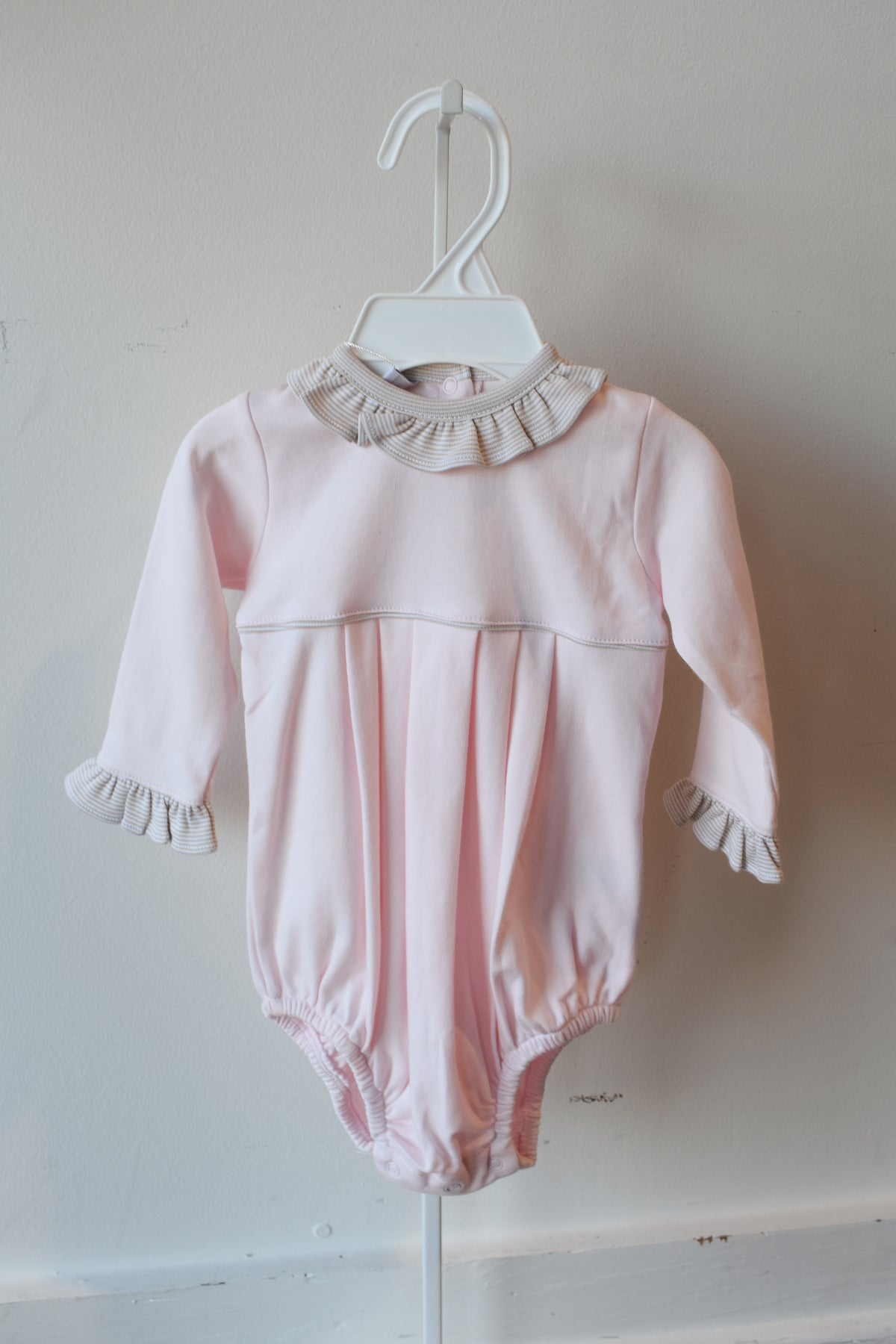 Fall Mini Stripe Pink Long Sleeve Bubble