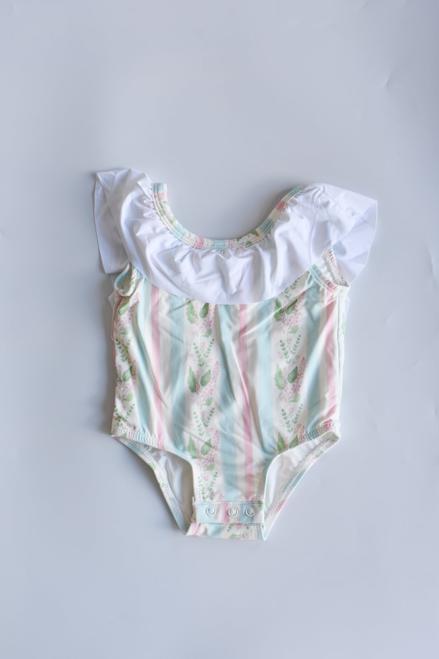 Florals and Stripes Flutter Sleeve One Piece