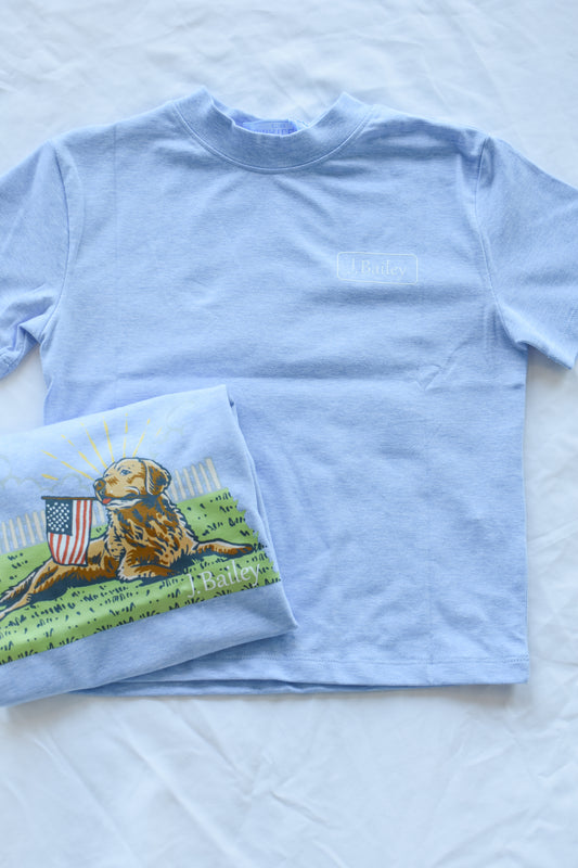 Short Sleeve Logo Tee-Retriver on Heathered Blue