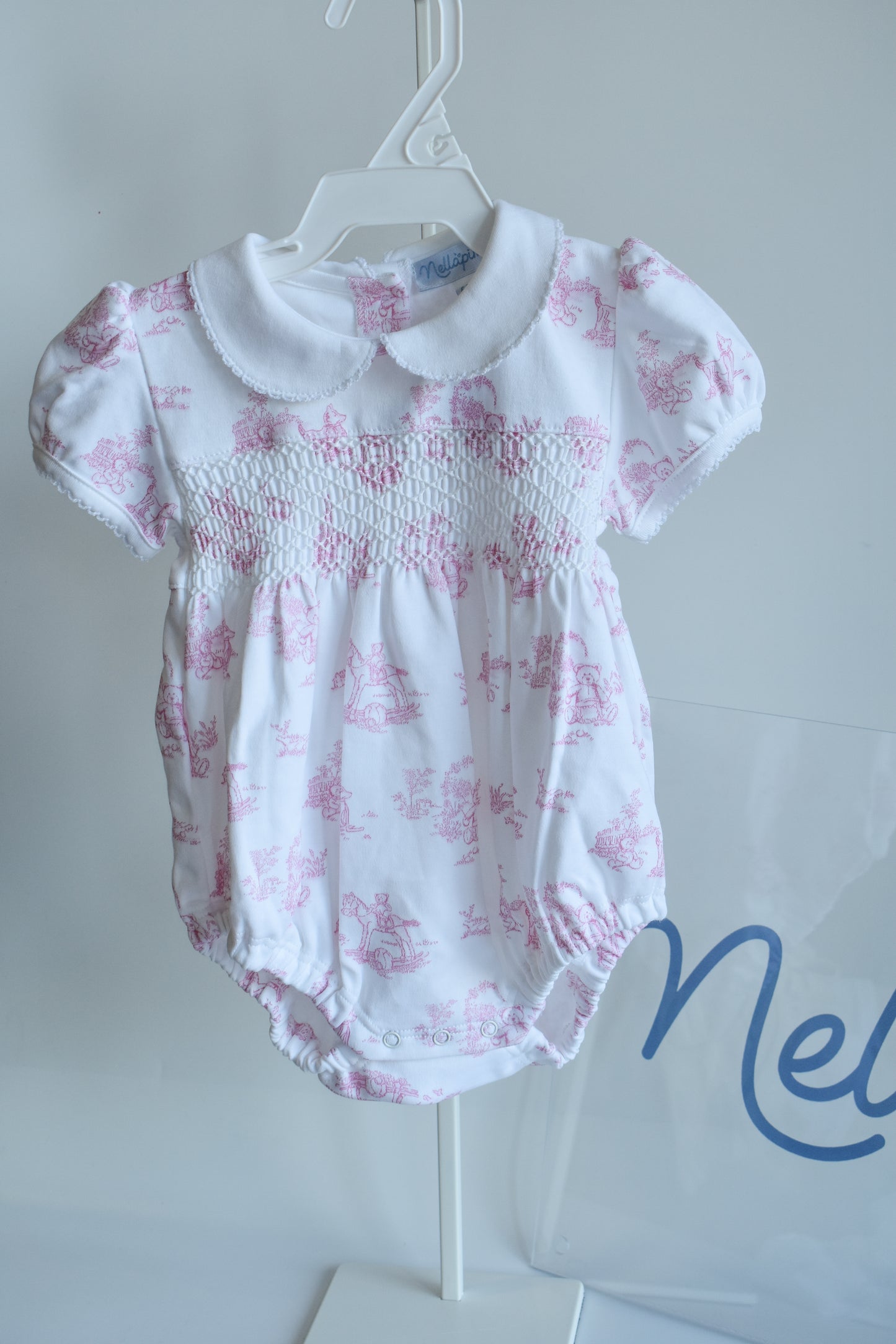 Classic Pink Toile Smocked Bubble