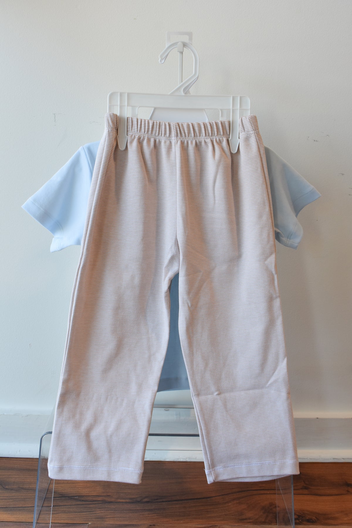 Fall Mini Stripe Blue Short Sleeve/Pant Set