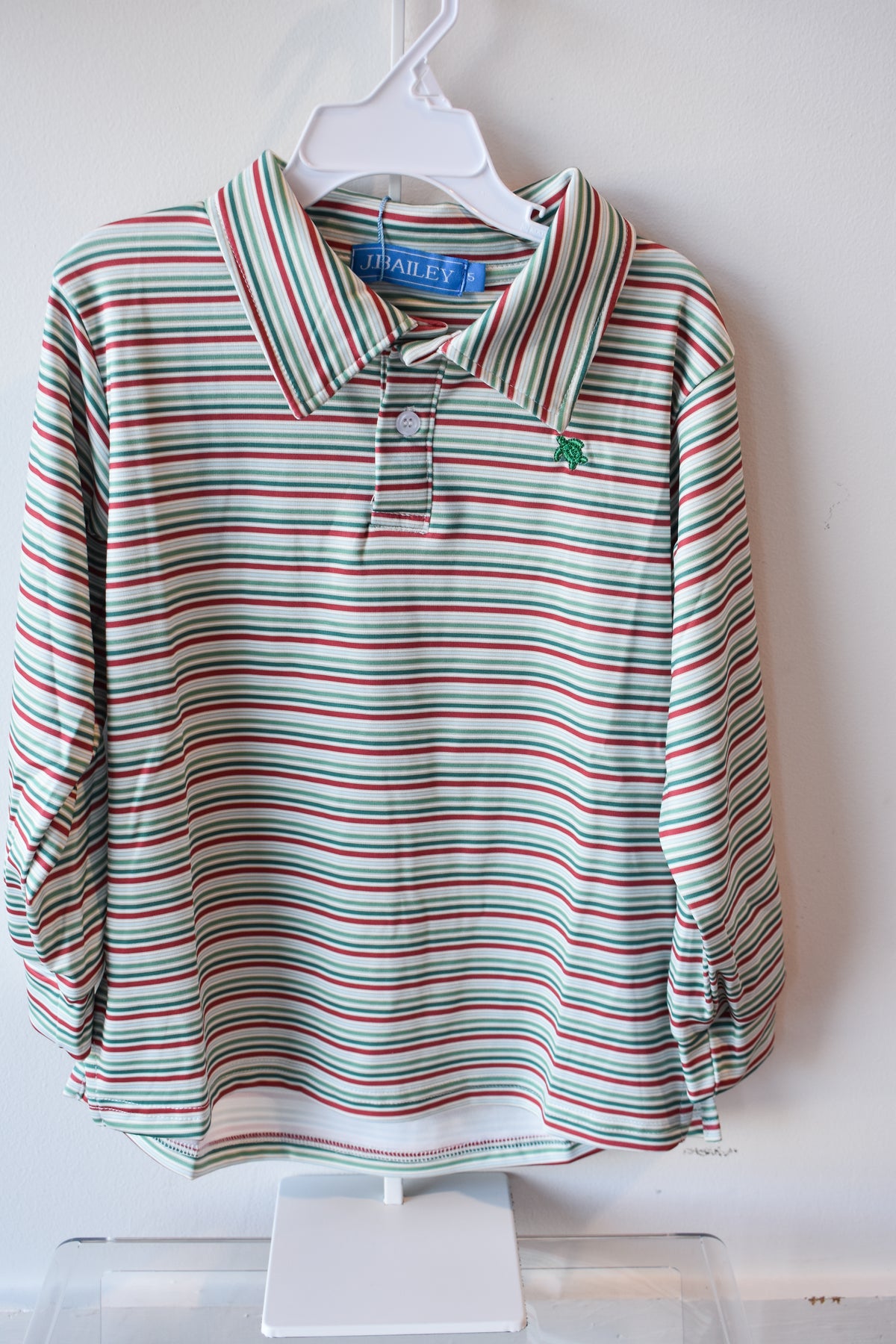 Long Sleeve Performance Polo-Holly Stripe