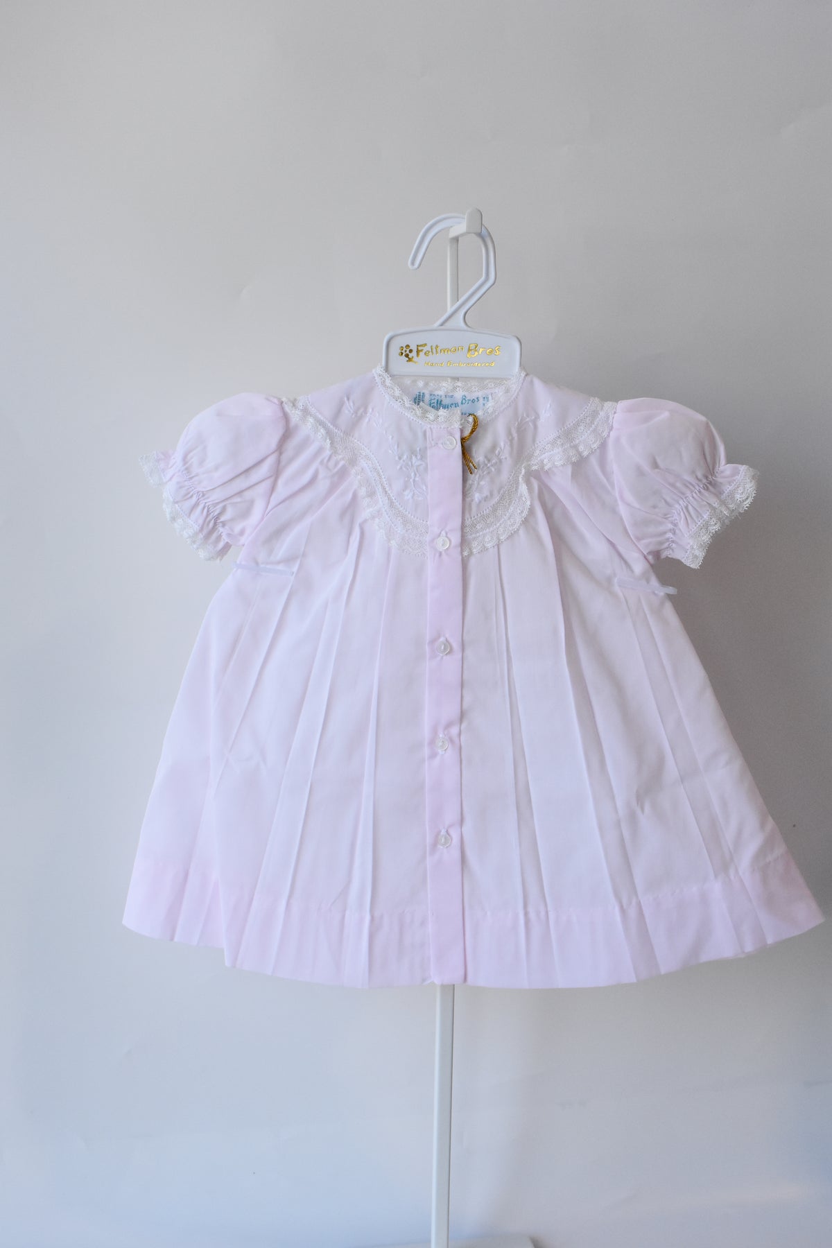 Embroidered Lacy Yoke Pink Heirloom Daygown