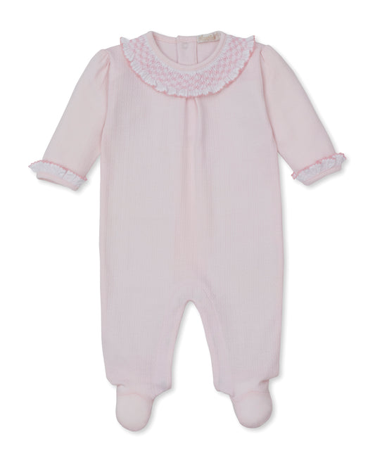 CLB Pink Smocked Ruffle Footie
