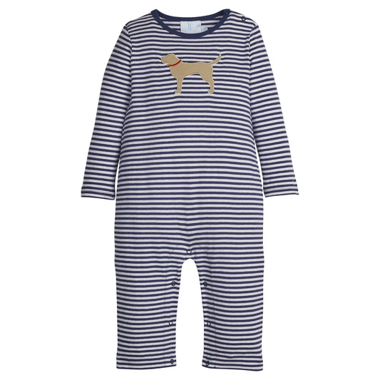 Tail Wag'n Striped Applique Romper
