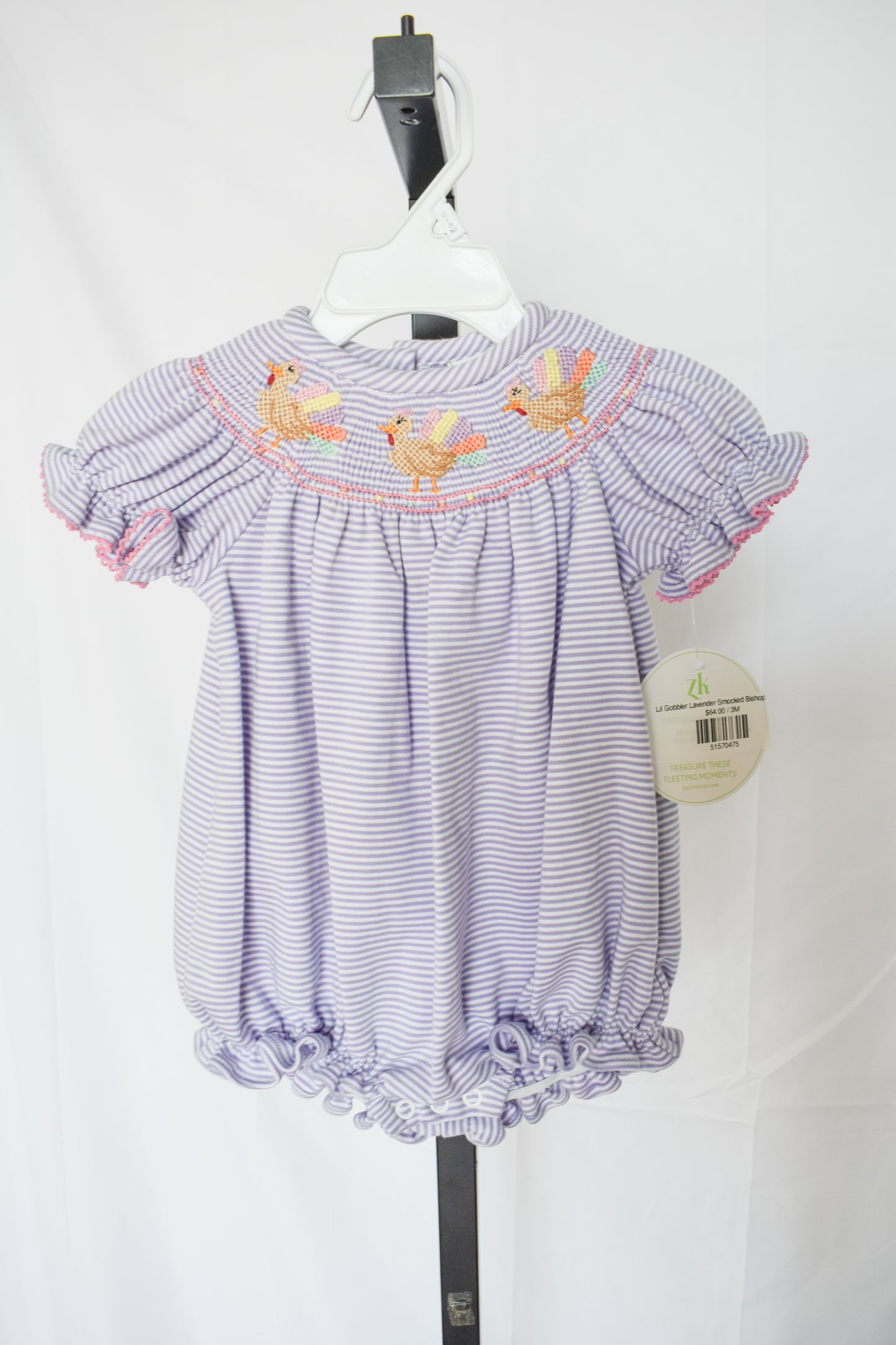 Lil Gobbler Lavender Smocked Bishop Bubble