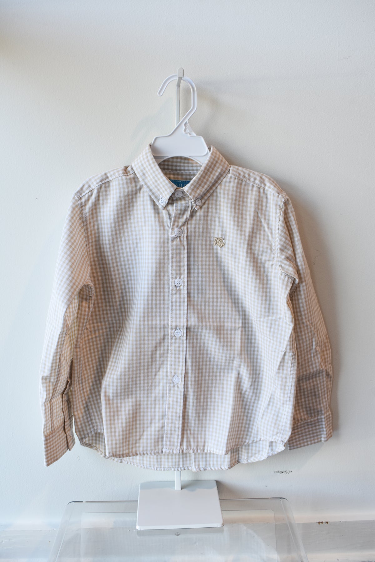 Roscoe Button Down Dress Shirt-Khaki Check