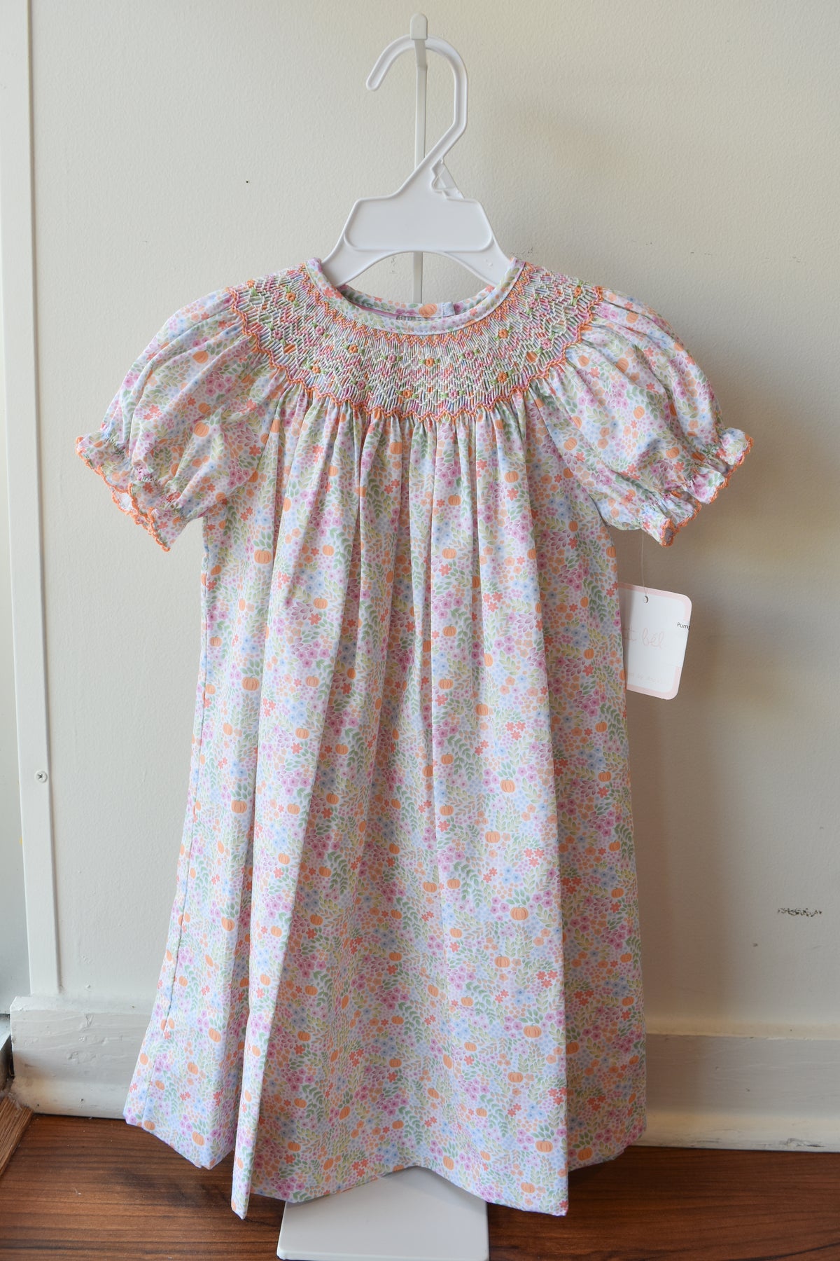 Pumpkin Patch Florals Smocked Bishop Dress