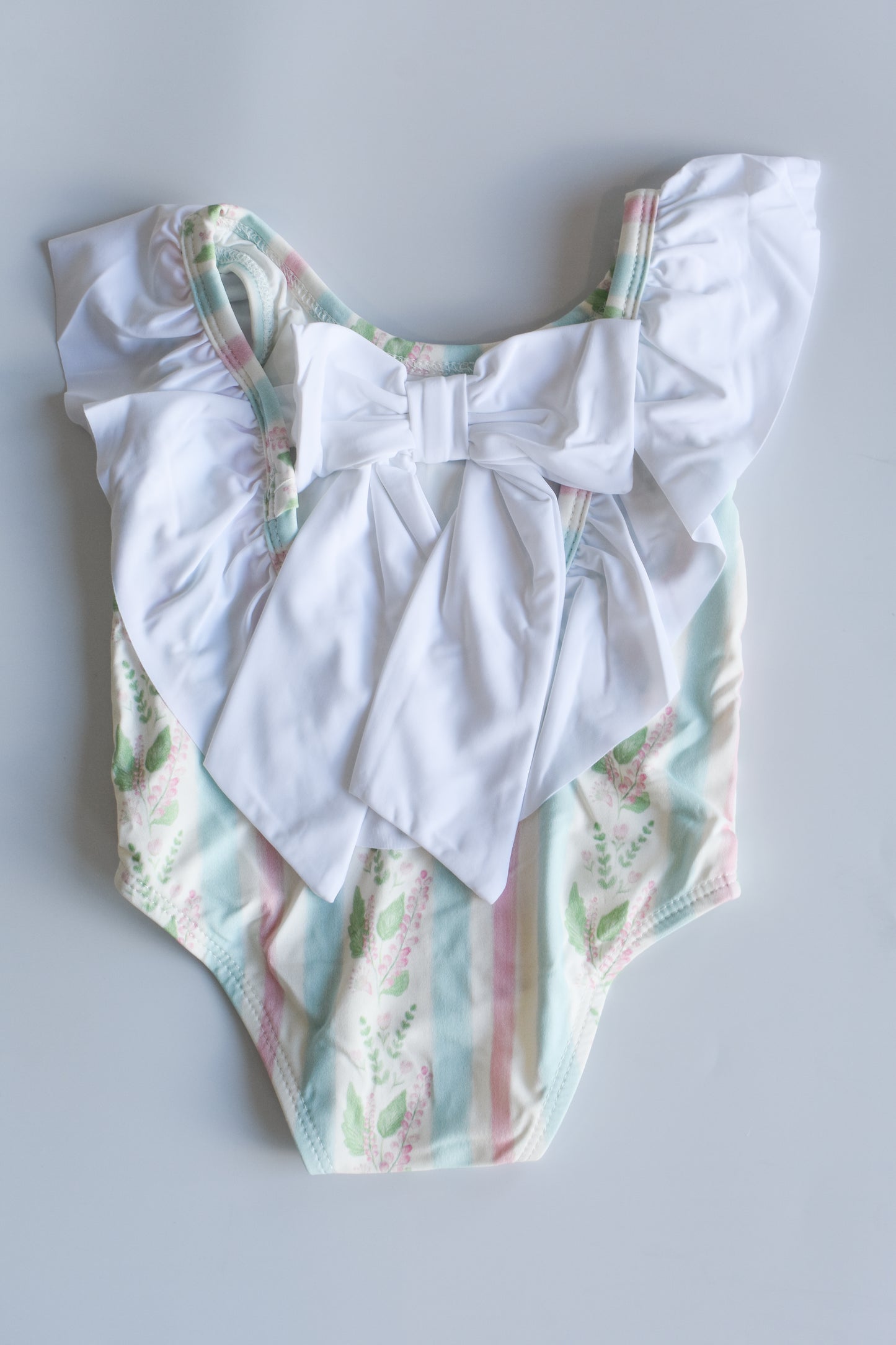 Florals and Stripes Flutter Sleeve One Piece