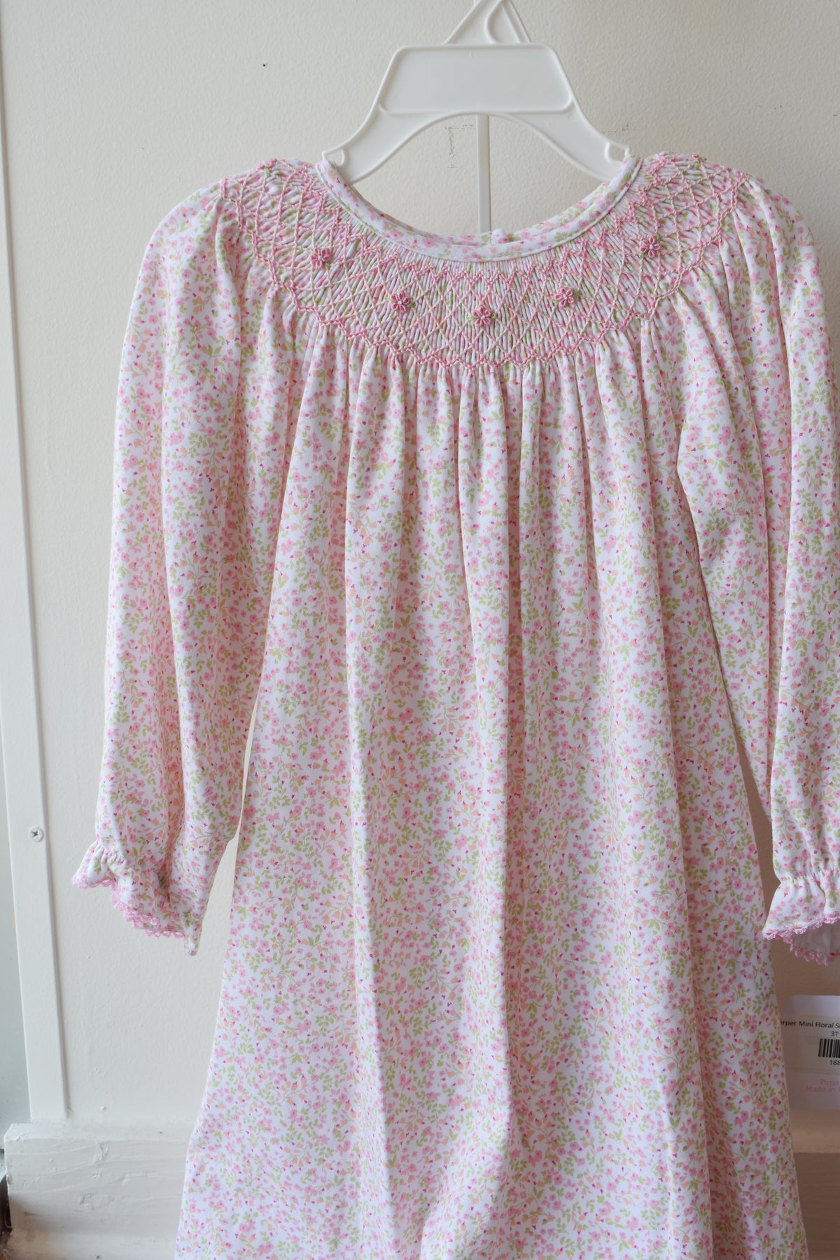 Harper Mini Floral Smocked Knit Bishop Dress