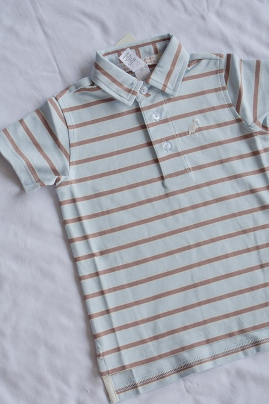 Prim and Proper Polo-Buckhead Blue, Palmetto Pearl Striped
