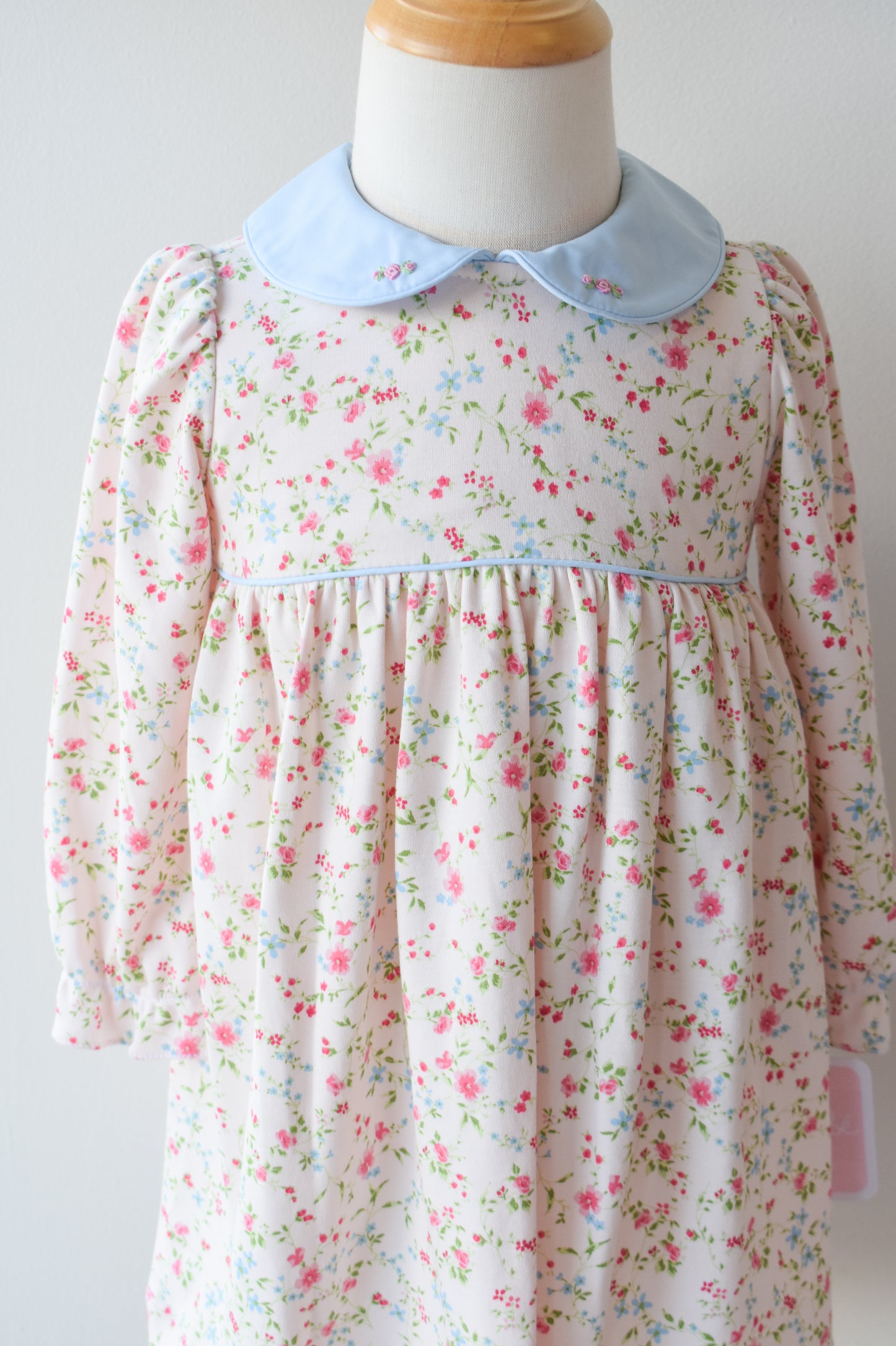 Pink Peonies Long Sleeve Knit Dress