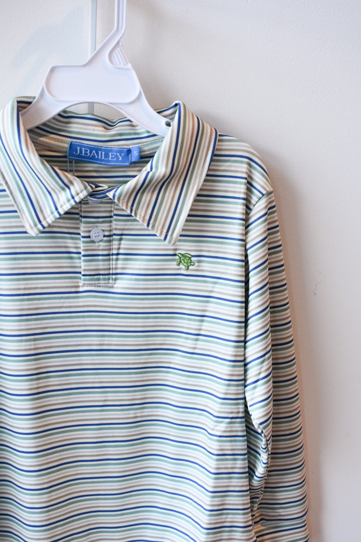Long Sleeve Performance Polo-Olive Stripe