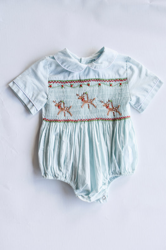 Vintage Wintergreen Reindeer Smocked Joe Bubble