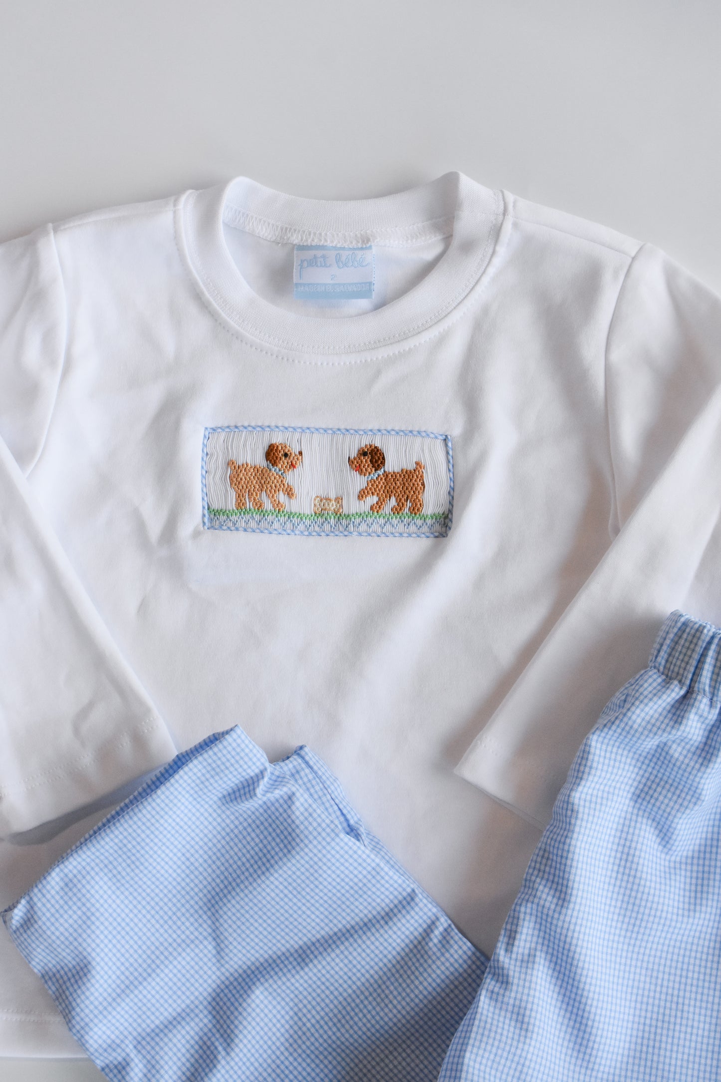 Petit Pups Smocked Long Sleeve Pant Set