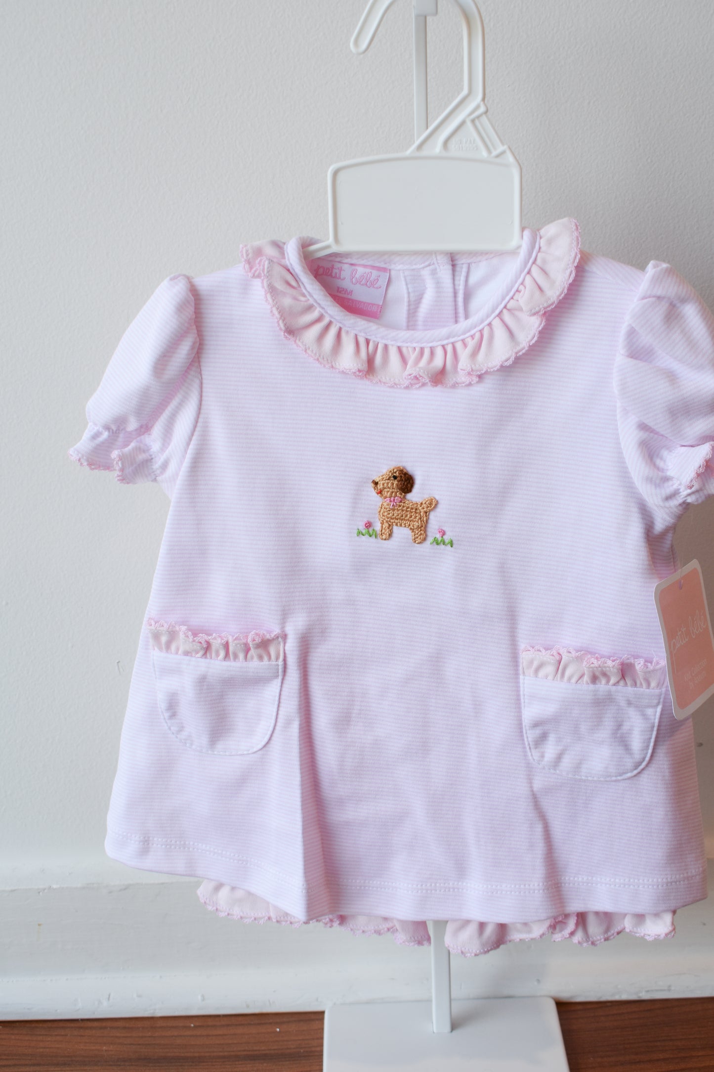 Petit Pups Pink Stripe Knit Bloomer Set